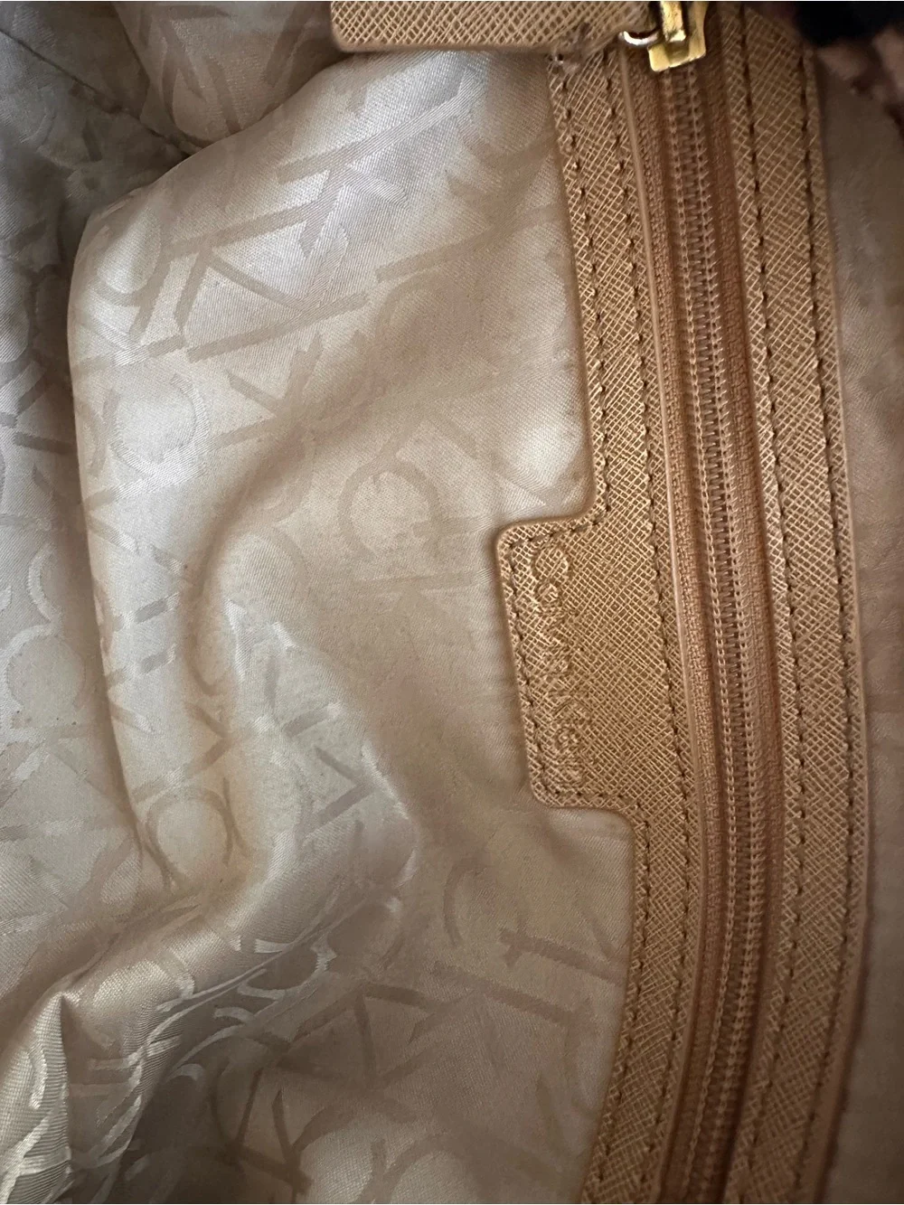 Calvin Klein Brown Monogram Saddle Bag